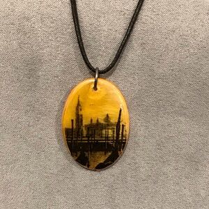 Artistic Venice Pendant on Black Leather Cord